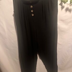 Pink Rose Black Button-Front wide leg pants